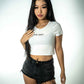 Crop Tee White and Black